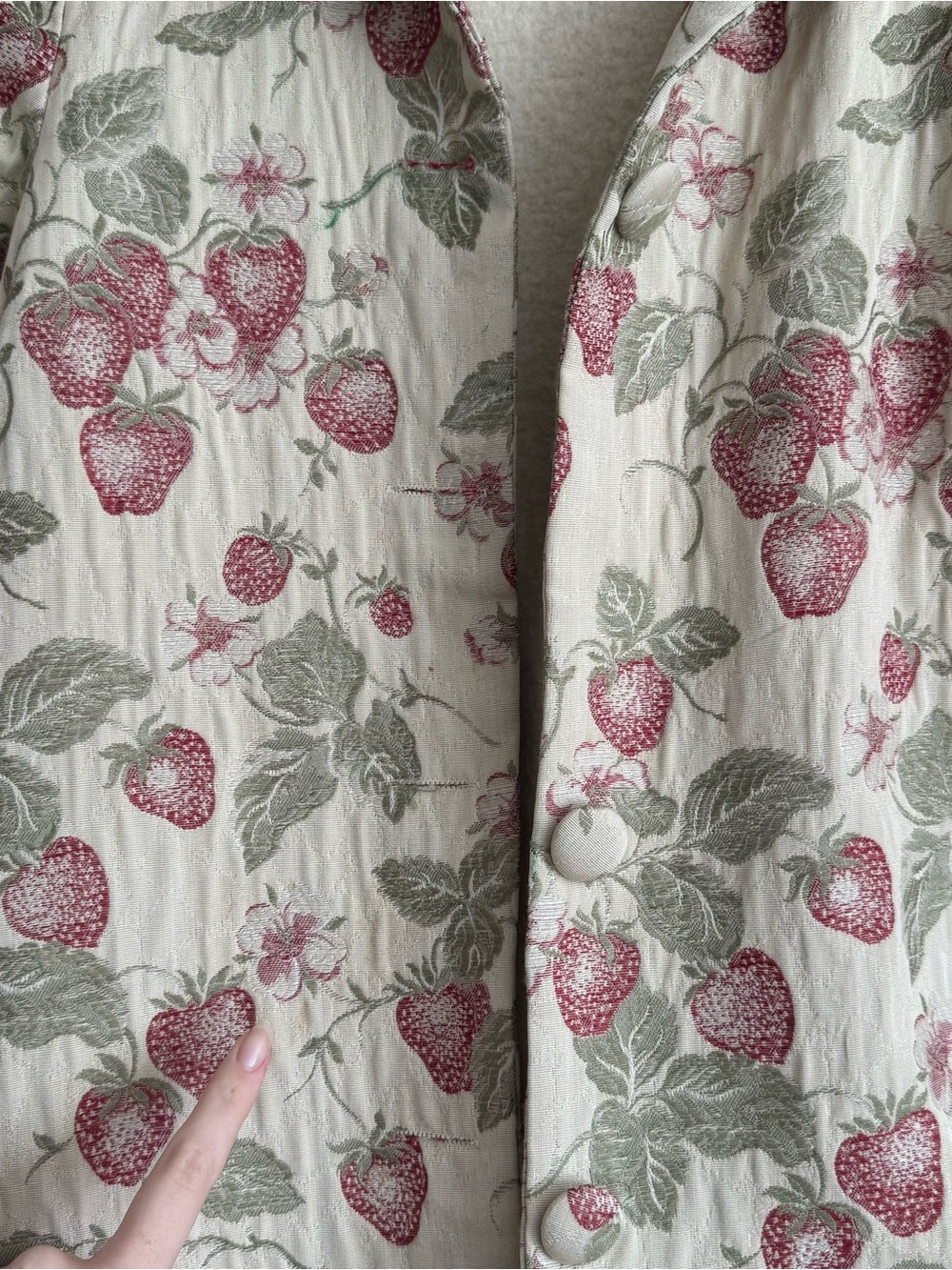 La Petite Anais Strawberry Jacquard Coat - Picture 6 of 9